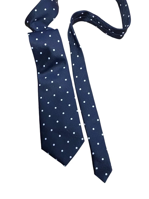 Cravate Vintage Lanvin - Soie 100% - Motif Palais Des Doges Bleu Uni - Occasion Bon état