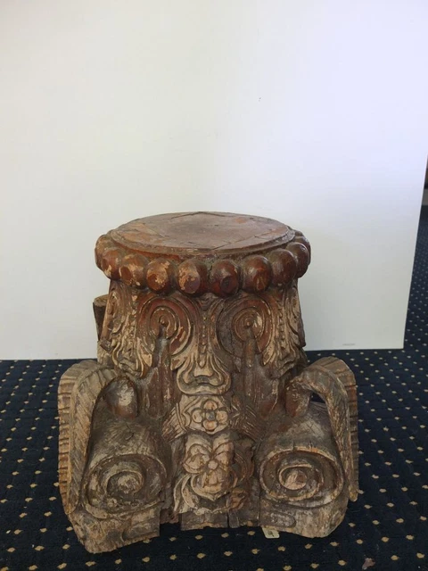 Antique Carved Wood Column Capital 2