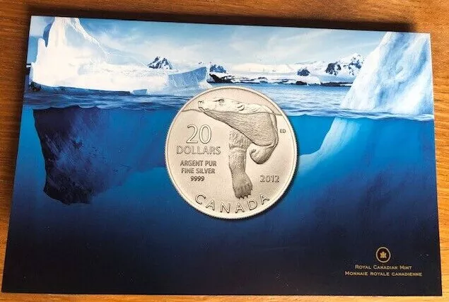 Canadian $20 Pure Silver Polar Bear coin - Mint in capsule and display folder