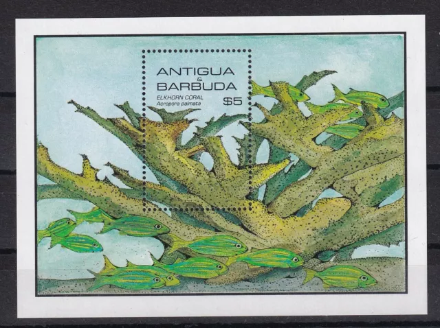 Timbre Stamp Bloc Ile Antigua Y&T#97 Poisson Corail Neuf**/Mnh-Mint 1985 ~E24