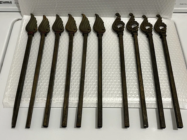 Vintage Victorian Iron Finials Metal Inserts Attached Architectural Salvage