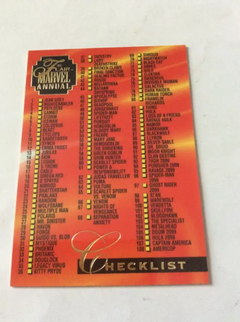 MARVEL ANNUAL FLAIR '95 TRADING CARD nr 150  CHECKLIST