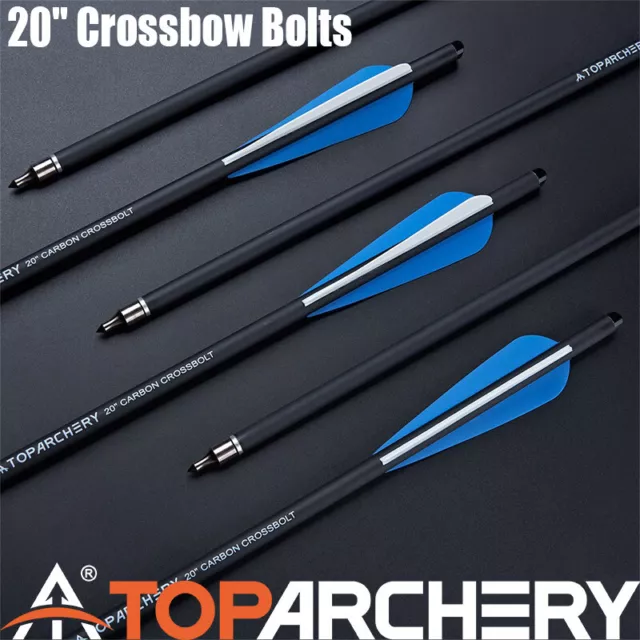 Archery 12pcs 20" Hunting Bolts Arrows Carbon Shaft Half Moon Nock for Shooting