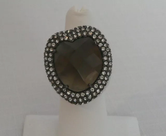 Park Lane "INDULGE" Ring Smoky Topaz Crystal  Heart Ring - Size 7 - Reg. $142