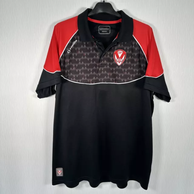 O’Neills St Helens RFC Rugby League Black Red Polo T Shirt Official Merch 4XL