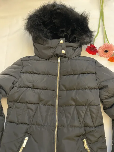 Giacca con cappuccio imbottita nuova con etichette Ted Baker cappotto nero lungo nuova con etichette età 9 anni 2