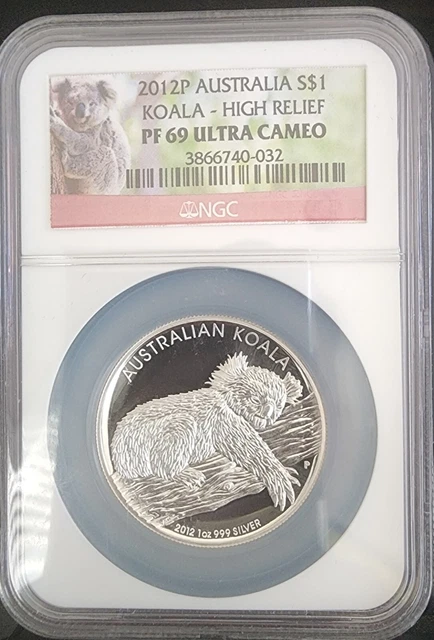 Australia Koala Silver 1 oz NGC Certified- 2012P PF69 High Relief Ultra Cameo Australia Koala Silver 1 oz NGC Certified- 2012P PF69 High Relief Ultra Cameo