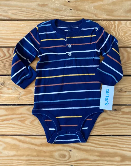 carters NWT $14 baby’s long sleeve stripe one Piece size 9 Months blue J1