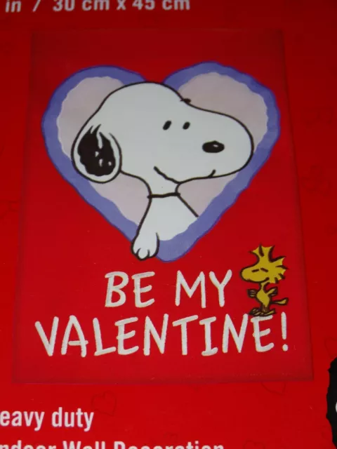 Peanuts Snoopy & Woodstock Be My Valentine Applique Garden Flag 12"X18"-New