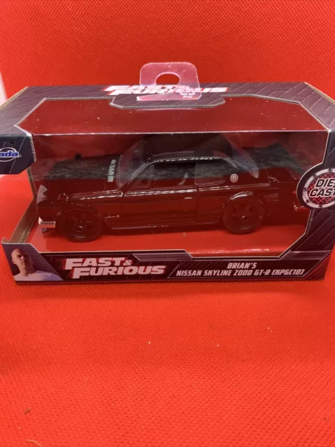 Jada Metals Fast & Furious Brians Nissan Skyline 2000 Gt-R Black 1/32 Scale New