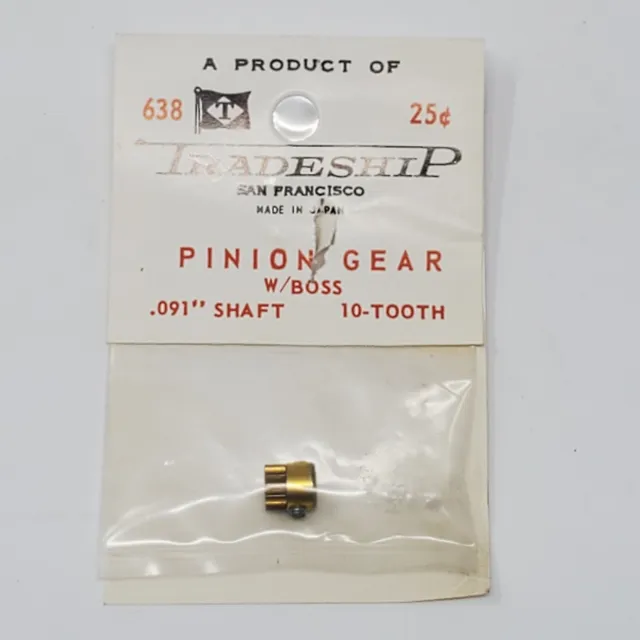 TRADESHIP Brass Pinion Gear 10 Tooth Module 0.5 0.091 Bore + Set Screw Slot Car