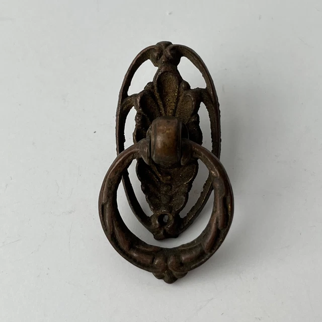 Antique Victorian Ornate Knocker Ring Pull Drawer Cabinet Dresser Hardware