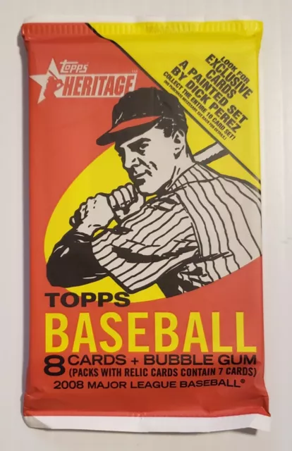 2008 Topps Heritage Factory Sealed Baseball MLB Pack, 8 Cards - 1959 Style