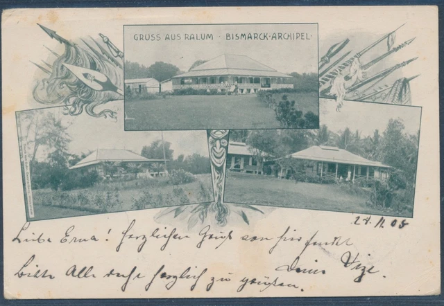 DNG 5 Pfennig Yacht EF Gruss aus Ralum 1905 nach Bremerhaven Attest (S20914)