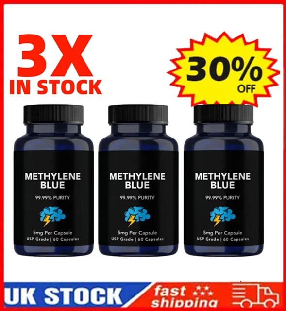 3X METHYLENE BLUE Capsule/s 5mg - USP Grade 99.99% Purity 60 Capsules ...