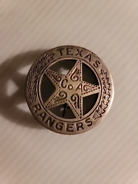 Texas Rangers Novelty Badge Old West Silver Star Pinback Miniature 1 5/8"
