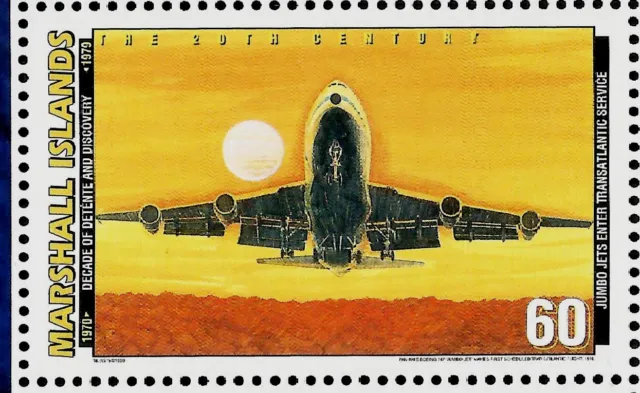 Jumbo Jets Erster Transatlantikflug Marke Marshallinseln Postfrisch Aviation