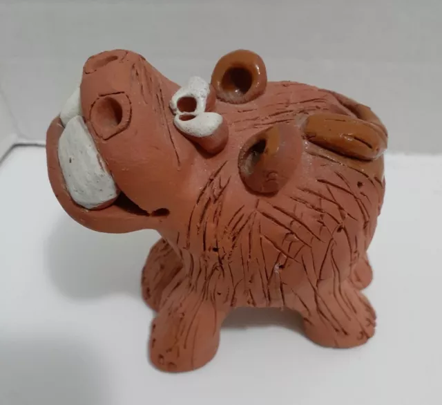 Vintage HAPPY CREATURES HIPPO Studio Pottery Cute Stick Incense Burner