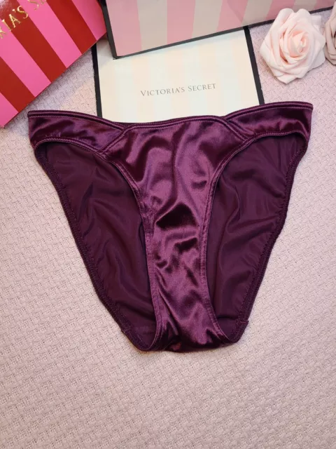 Vtg Victoria's Secret Plum Second Skin Satin Bikini Panty Size Sm