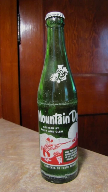 RARE MOUNTAIN DEW Filled Daisy and Clem 10 OZ ACL SODA BOTTLE HILLBILLY & JUG