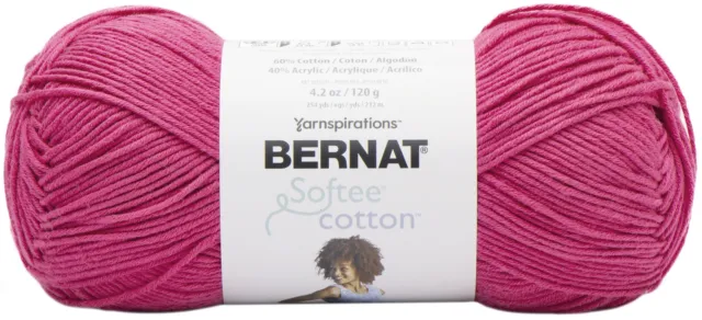 3 Pack Bernat Softee Cotton Yarn-Fuschia 161269-69023