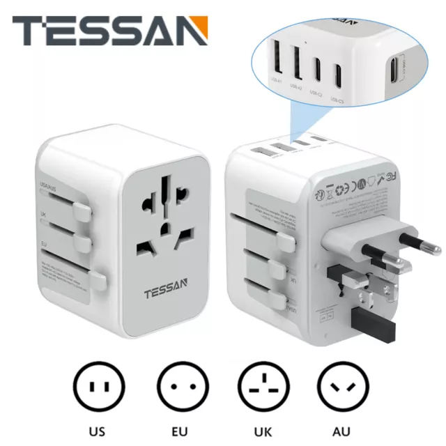 International Travel Power Plug Adapter Socket with Multi USB Fuse Wall Charger