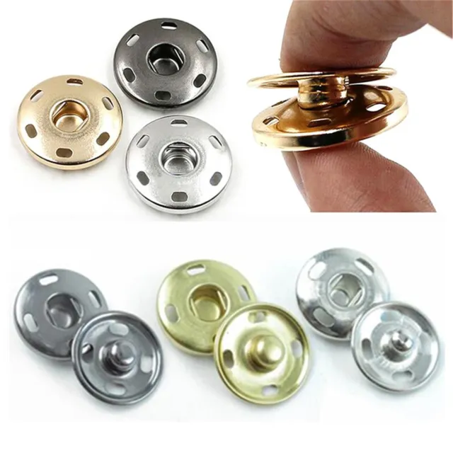 20sets 10-21mm Metal Buttons Snap Fastener Press Stud Popper Sew On Fabric Craft