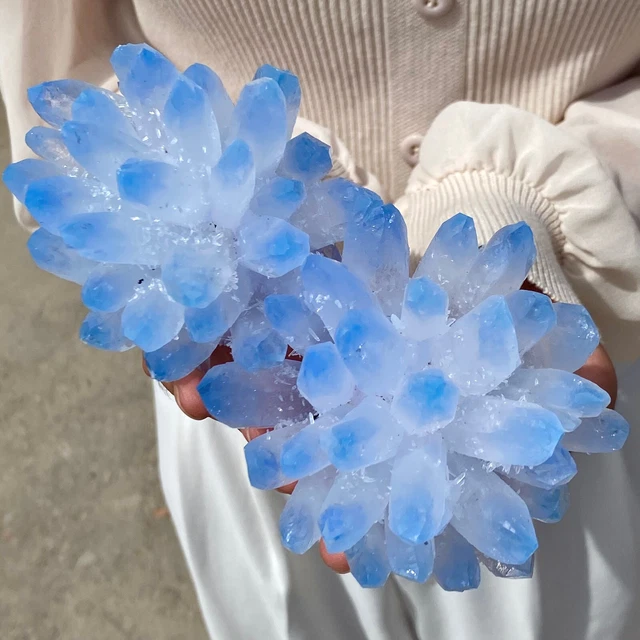 1.6LB New Find sky blue Phantom Quartz Crystal Cluster Mineral Specimen Healing