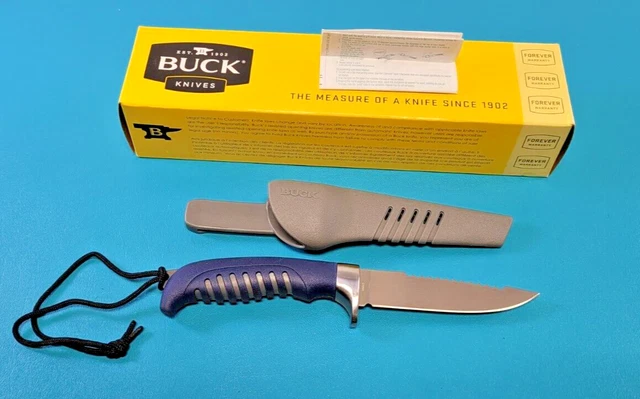 Scarce Mint Buck Model 221 Bait Blade Knife Blue Gray in Box Hunting Fishing