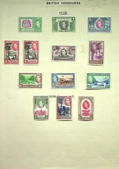 BRITISH HONDURAS: 1938 George VI - Ex-Old Time Collection - Album Page (72729)