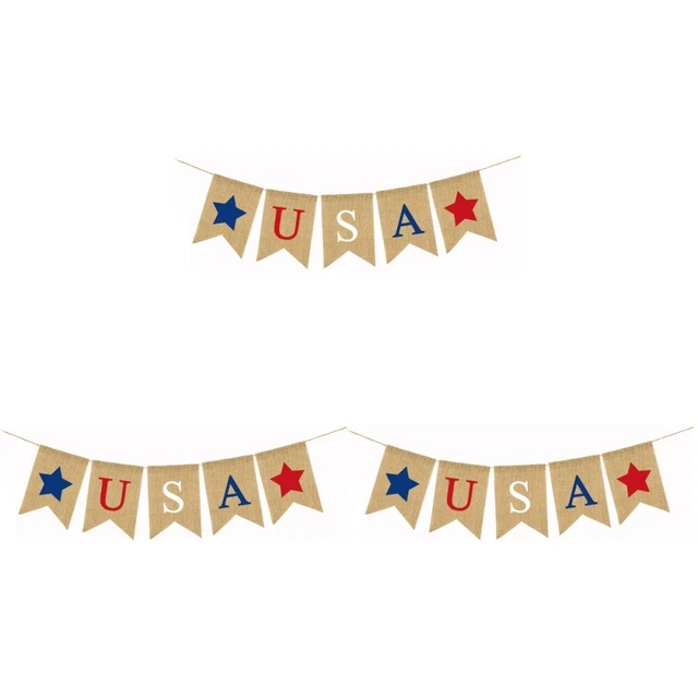 3x 2M EE. UU. Sacos Banner Bunting Paño Yute Guirnalda Banner