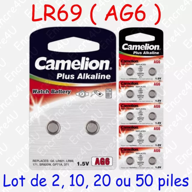 Pile Bouton LR Alcaline 1,5V : AG6 LR69 LR921 371 ( lot de 2, 10, 20 ou 50 )