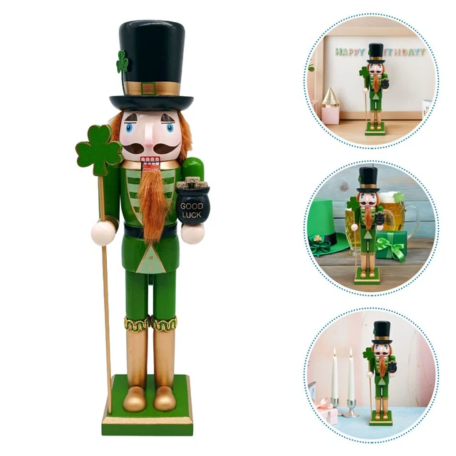 Grand Casse-Noisette Soldat Bonbon 50 Cm – Figurine Noël Bois Peint Main – Décoration Festive Orange Menthe