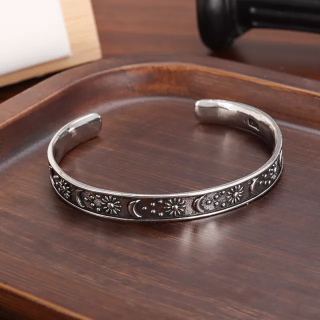 Fashion Pretty Silver Moon Charm Bangle Bracelet Adjustable Cuff Wedding Jewelry