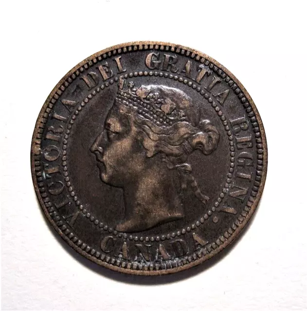 1896  Canada Queen Victoria Large Copper One  Cent - Very Fine  Collector Coin