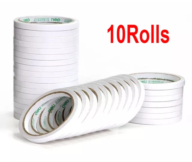 10 Roll White Double Sided Faced Super Strong Adhesive Tape For DIY Craft Office