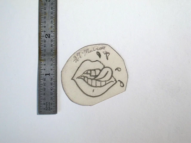 De colección Años 60 Años 70 Plantilla de acetato de tatuaje Rolling Stones Boca firmada v2 PC