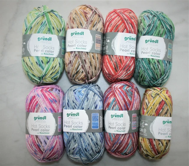Sockenwolle mit Kaschmir Gründl Hot Socks Pearl color 50 g / 200 m /4 fach