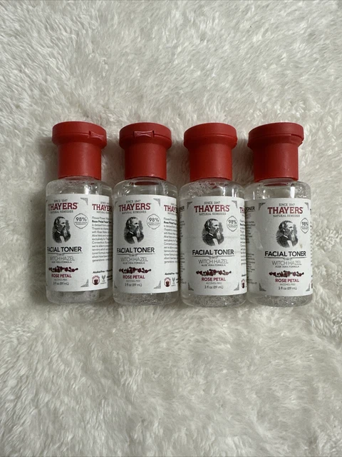 Thayers Facial Toner Witch Hazel Rose Petal 4 bottles 3 fl oz ea - Travel
