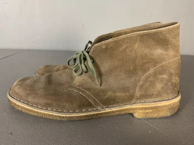 CLARKS ORIGINAL DESERT Crepe Sole Brown Leather Boots Mens Size 9.5 $35 ...