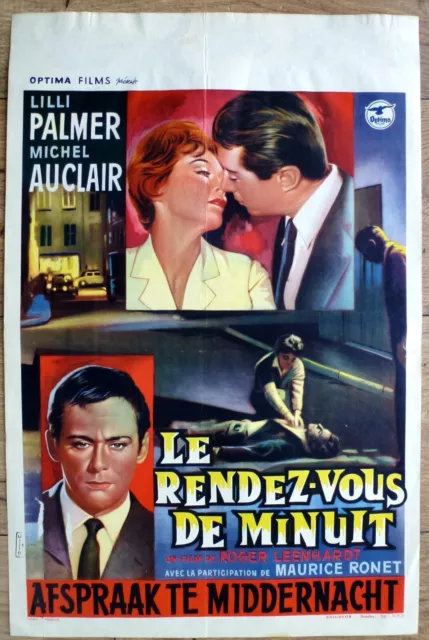 belgian poster RENDEZ VOUS DE MINUIT, LILLI PALMER, MICHEL AUCLAIR MAURICE RONET