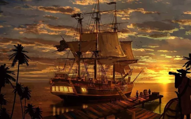 Artwork Pirates Ship Boat Oil Painting Printed On Canvas Home Art Wall Decor