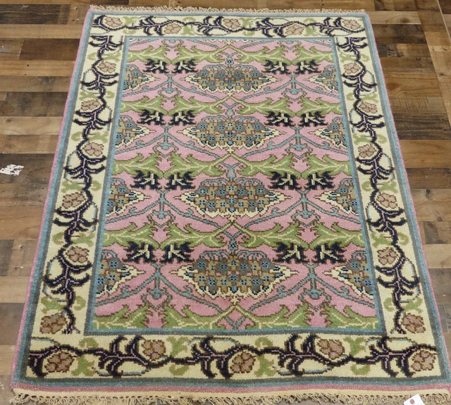 4'x6' New Pink William Morris Hand Knotted wool Arts & crafts Oriental area rug 4'x6' New Pink William Morris Hand Knotted wool Arts & crafts Oriental area rug