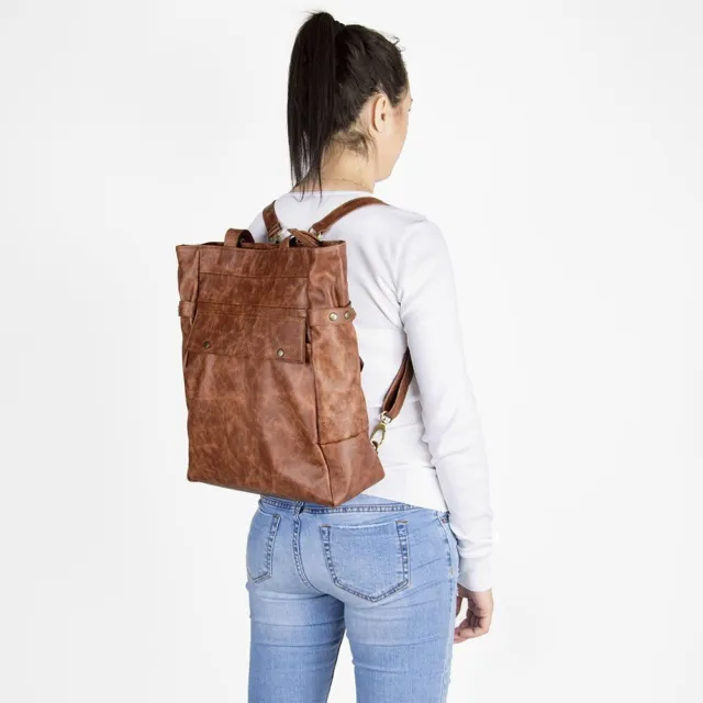 Laroll Convertible Backpack Tote 15" Women Laptop Bag Genuine Leather EU Made