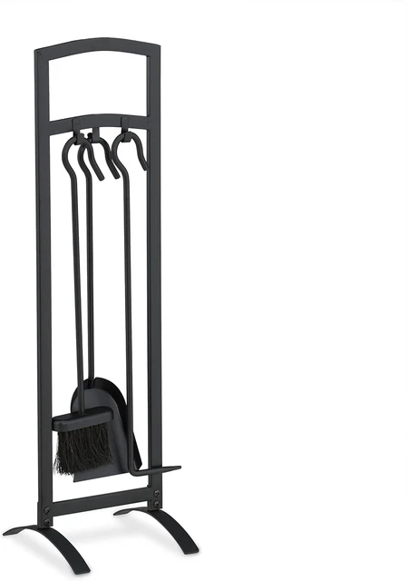 Camino, Moderni, 4 Accessori Con Attizzatoio, Paletta, Scopino E Supporto Porta