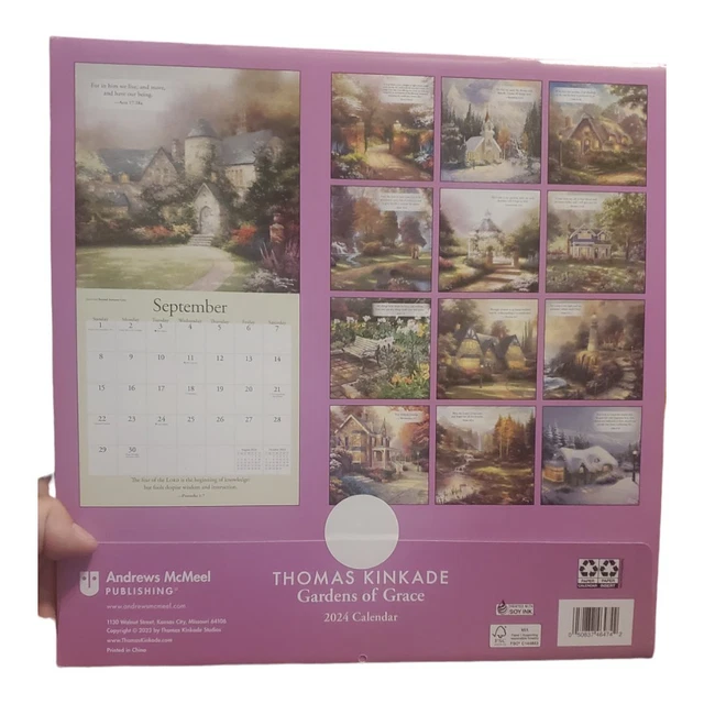 THOMAS KINKADE GARDENS of Grace with Scripture 2024 Wall Calendar 24.