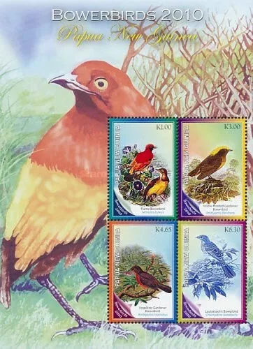 2010 Papua New Guinea - Bowerbirds 2010 - Sheetlet of 4 - MNH