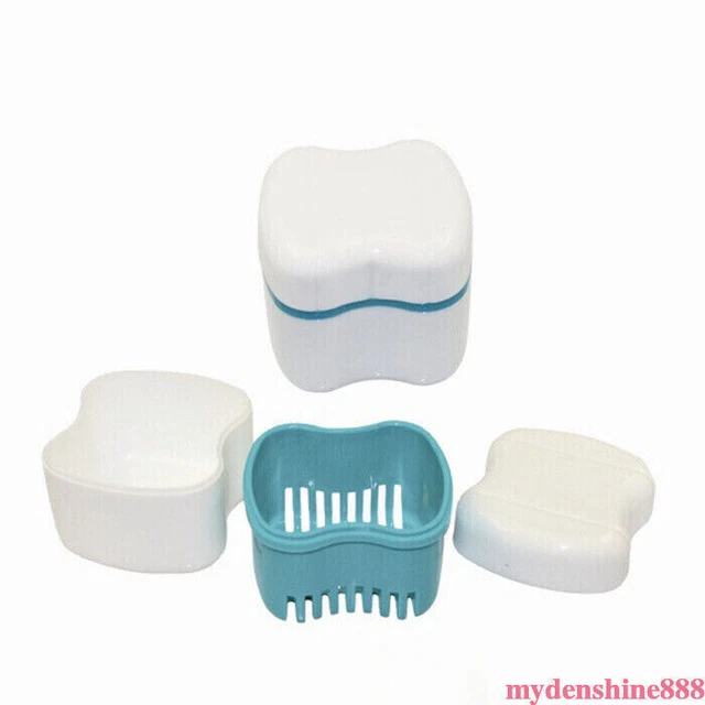 Denture False Teeth Box Bath Appliance Storage Case Rinsing Basket Container