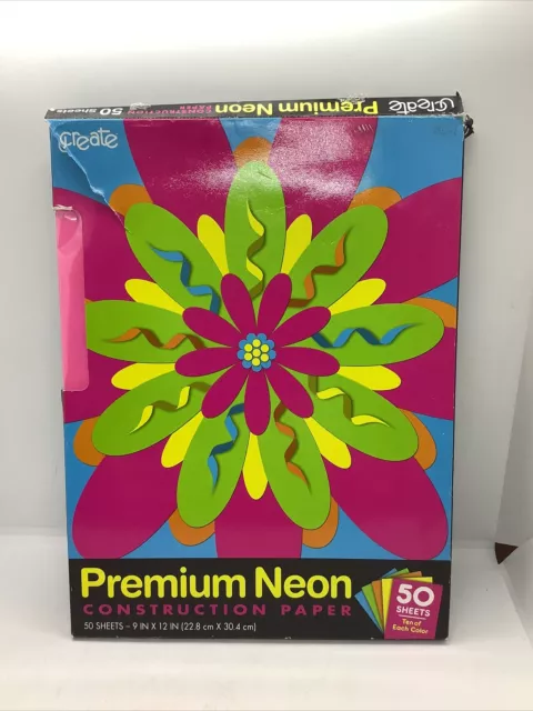 Ucreate - Assorted Premium Neon 9”x 12” Construction Paper - 50 Pages