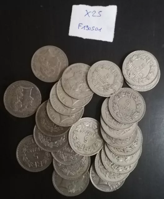 Lot monnaies françaises 25 pièces 5 Francs Lavrillier Nickel